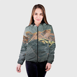 Куртка с капюшоном женская Абстрактное жидкое стекло, цвет: 3D-черный — фото 2