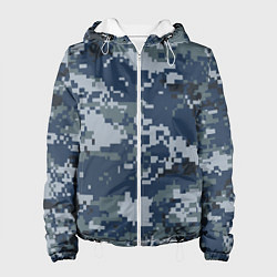 Куртка с капюшоном женская Камуфляж Росгвардия цифра, цвет: 3D-белый