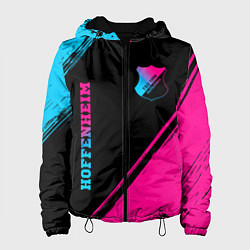 Куртка с капюшоном женская Hoffenheim - neon gradient: надпись, символ, цвет: 3D-черный