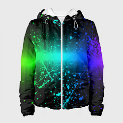 Куртка с капюшоном женская Неоновая абстракция, цвет: 3D-белый