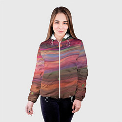 Куртка с капюшоном женская Розово-оранжевый абстрактный песок, цвет: 3D-белый — фото 2