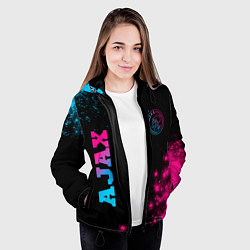 Куртка с капюшоном женская Ajax - neon gradient: надпись, символ, цвет: 3D-черный — фото 2