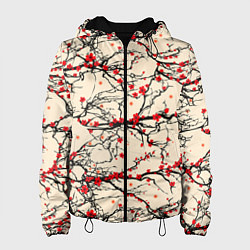 Куртка с капюшоном женская Sakura flowers, цвет: 3D-черный