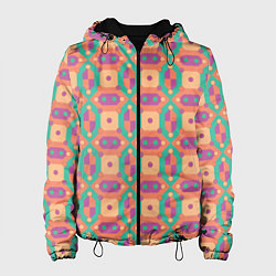 Куртка с капюшоном женская Паттерн мозайка, цвет: 3D-черный