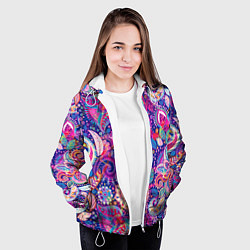 Куртка с капюшоном женская Multi-colored colorful patterns, цвет: 3D-белый — фото 2