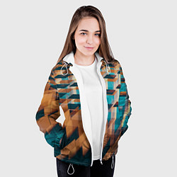 Куртка с капюшоном женская Абстрактное множество поверхностей разных цветов, цвет: 3D-белый — фото 2