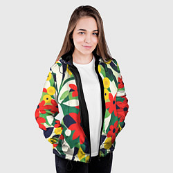 Куртка с капюшоном женская Цветочный яркий паттерн, цвет: 3D-черный — фото 2