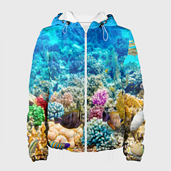 Куртка с капюшоном женская Дно морское, цвет: 3D-белый