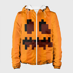 Куртка с капюшоном женская Тыква - Майнкрафт - Хеллоуин, цвет: 3D-белый