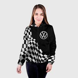 Куртка с капюшоном женская Volkswagen racing flag, цвет: 3D-черный — фото 2
