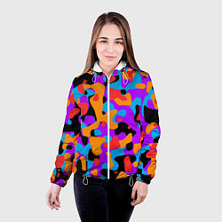 Куртка с капюшоном женская Абстракция - благородные цвета, цвет: 3D-белый — фото 2