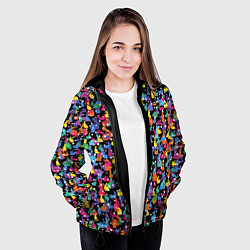 Куртка с капюшоном женская Разноцветные кролики, цвет: 3D-черный — фото 2