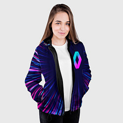 Куртка с капюшоном женская Renault neon speed lines, цвет: 3D-черный — фото 2
