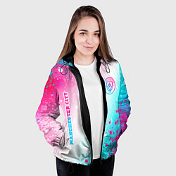 Куртка с капюшоном женская Manchester City neon gradient style: надпись, симв, цвет: 3D-черный — фото 2