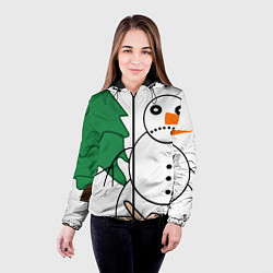 Куртка с капюшоном женская Собака писает на снеговика, цвет: 3D-черный — фото 2