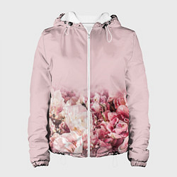 Куртка с капюшоном женская Нежные розовые цветы в букете, цвет: 3D-белый