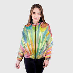 Куртка с капюшоном женская Акварельная абстракция цветение, цвет: 3D-черный — фото 2