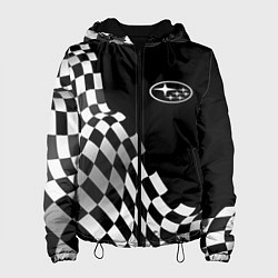 Куртка с капюшоном женская Subaru racing flag, цвет: 3D-черный