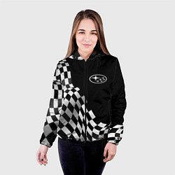 Куртка с капюшоном женская Subaru racing flag, цвет: 3D-черный — фото 2