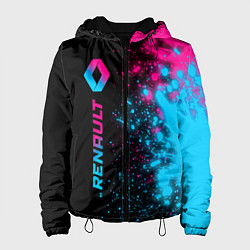 Куртка с капюшоном женская Renault - neon gradient: по-вертикали, цвет: 3D-черный