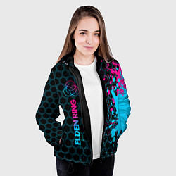 Куртка с капюшоном женская Elden Ring - neon gradient: по-вертикали, цвет: 3D-черный — фото 2