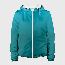 Куртка с капюшоном женская Градиент бирюзовый, цвет: 3D-белый