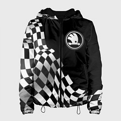 Куртка с капюшоном женская Skoda racing flag, цвет: 3D-черный