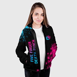 Куртка с капюшоном женская Five Finger Death Punch - neon gradient: надпись,, цвет: 3D-черный — фото 2