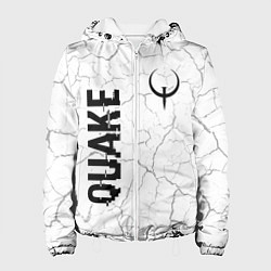 Куртка с капюшоном женская Quake glitch на светлом фоне: надпись, символ, цвет: 3D-белый