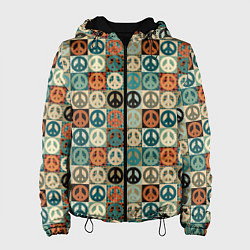 Куртка с капюшоном женская Peace symbol pattern, цвет: 3D-черный