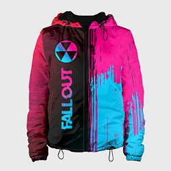 Куртка с капюшоном женская Fallout - neon gradient: по-вертикали, цвет: 3D-черный