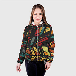 Куртка с капюшоном женская Абстракция в разноцветных линиях, цвет: 3D-белый — фото 2
