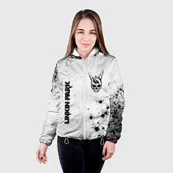 Куртка с капюшоном женская Linkin Park и рок символ на светлом фоне, цвет: 3D-белый — фото 2