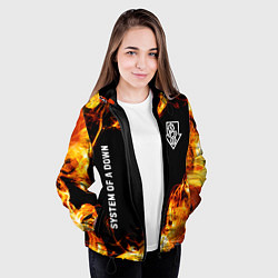 Куртка с капюшоном женская System of a Down и пылающий огонь, цвет: 3D-черный — фото 2