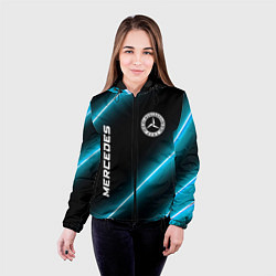Куртка с капюшоном женская Mercedes неоновые лампы, цвет: 3D-черный — фото 2