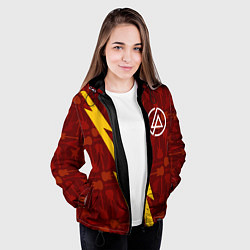 Куртка с капюшоном женская Linkin Park гитары и молния, цвет: 3D-черный — фото 2