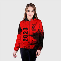 Куртка с капюшоном женская 2023 Кролик в рамочке: надпись, символ, цвет: 3D-черный — фото 2