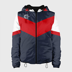 Куртка с капюшоном женская FIRM темно-синий с красной полосой, цвет: 3D-черный