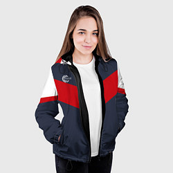 Куртка с капюшоном женская FIRM темно-синий с красной полосой, цвет: 3D-черный — фото 2