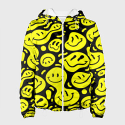 Куртка с капюшоном женская Кислотный желтый смайлик, цвет: 3D-белый