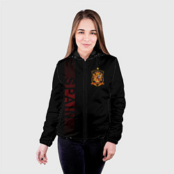 Куртка с капюшоном женская Сборная Испании боковая полоса, цвет: 3D-черный — фото 2