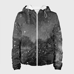 Куртка с капюшоном женская Абстрактная тьма и следы белой краски, цвет: 3D-белый