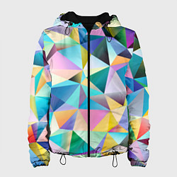 Куртка с капюшоном женская Полигональная текстура, цвет: 3D-черный