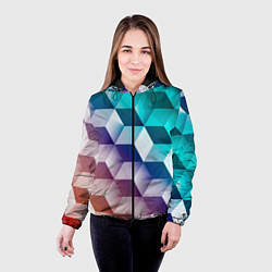 Куртка с капюшоном женская Объёмные разноцветные кубы, цвет: 3D-черный — фото 2