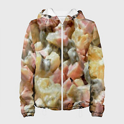 Куртка с капюшоном женская Салат оливье, цвет: 3D-белый