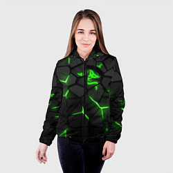 Куртка с капюшоном женская Razer green neon, цвет: 3D-черный — фото 2