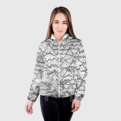 Куртка с капюшоном женская Раскраска ежи в еловом лесу, цвет: 3D-белый — фото 2