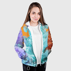 Куртка с капюшоном женская Красочный и разноцветный дым, цвет: 3D-белый — фото 2