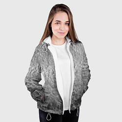 Куртка с капюшоном женская Серая поверхность жидкой планеты, цвет: 3D-белый — фото 2