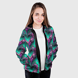 Куртка с капюшоном женская Паттерн сердца из цветов, цвет: 3D-черный — фото 2